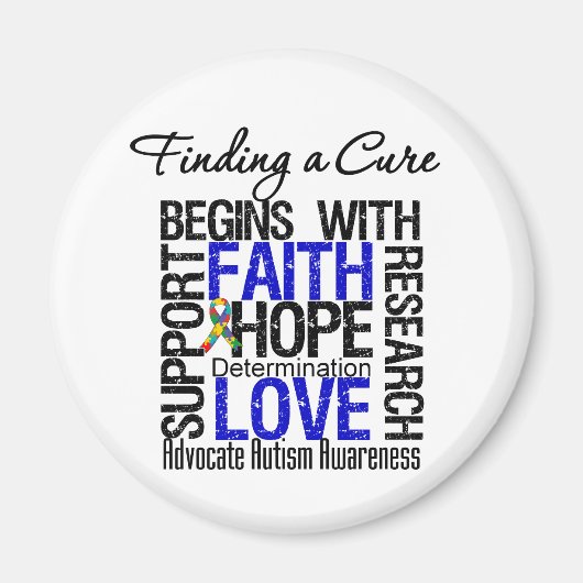 Aimant Trouver un remède à l'autisme (Devant)