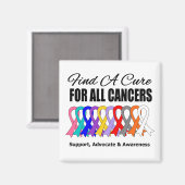 Aimant Trouver un Ruban Cure pour tous les Cancers (Recto/Verso)