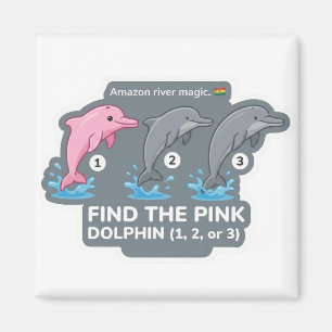 Aimant Trouvez l'animal dauphin rose Quest Monde Animal p