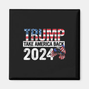 Aimant Trump 2024 - Drapeau de l'Amérique 4 juillet Trum