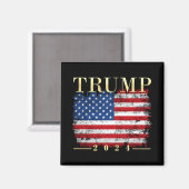 Aimant Trump 2024 Elegant Gold Vintage American Drapeau (Recto/Verso)