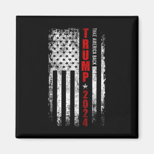 Aimant Trump 2024 Reprenez l'Amérique Drapeau Américain P