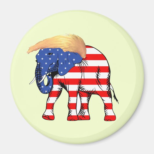 Aimant Trump Bad Hair Elephant Round Magnet, ZSSG (Devant)