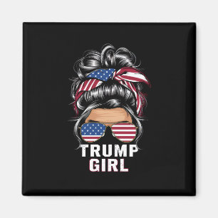 Aimant Trump Girl Messy Bun USA Drapeau Trump 2024 Electi