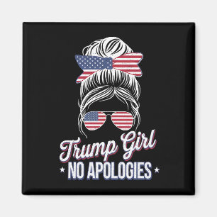 Aimant Trump Girl Pas d'excuses Messy Bun Retro Vintage