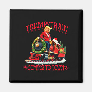Aimant Trump Train Noël Arrive À La Ville Père Noël Trump