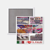 Aimant TSC062 SIENA, Le Palio I Love, Mosaïque, Frigo (Recto/Verso)
