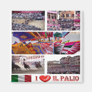 Aimant TSC062 SIENA, Le Palio I Love, Mosaïque, Frigo