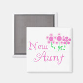 Aimant Tshirts et cadeaux de la nouvelle tante rose Fleur (Recto/Verso)