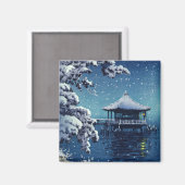 Aimant Tsuchiya Koitsu - Neige sur l'Ukimido à Katada (Recto/Verso)