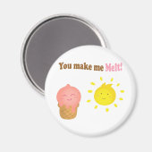 Aimant Tu me fais fondre, crème glacée et soleil, amour h (Recto/Verso)
