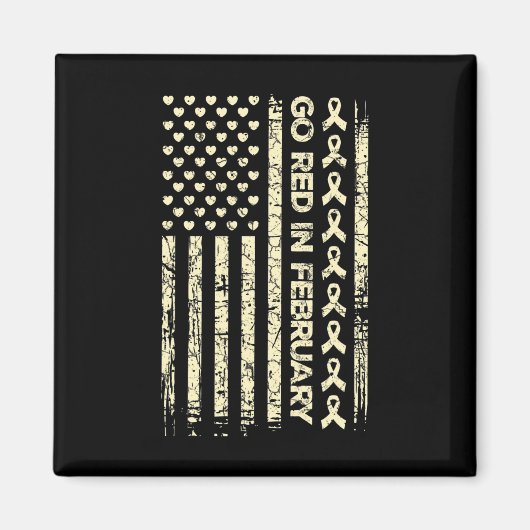 Aimant Tu Red Ribbon Heart Disease Awareness Don America (Devant)