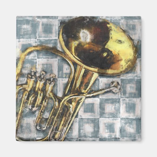 Aimant Tuba Grey Carré peinture musique (Devant)