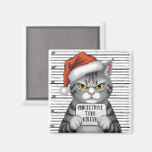 Aimant Tueur de sapin de Noël de chat drôle (Recto/Verso)