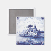 Aimant Tuile bleue traditionnelle (Recto/Verso)