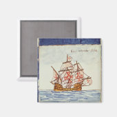 Aimant Tuile d'Azulejos représentant un navire, de Sagres (Recto/Verso)