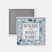 Aimant Tuile de lapin bleu blanc Delft Dedham Attention (Recto/Verso)