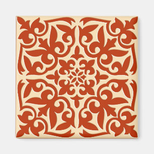 Aimant Tuile marocaine - orange et pêche de corail