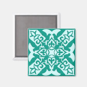 Aimant Tuile marocaine - turquoise et aqua (Recto/Verso)
