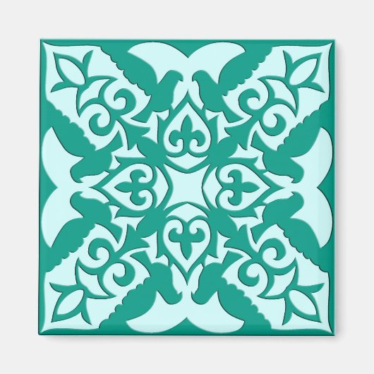 Aimant Tuile marocaine - turquoise et aqua (Devant)