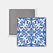 Aimant Tuiles marocaines - bleu cobalt et blanc (Recto/Verso)