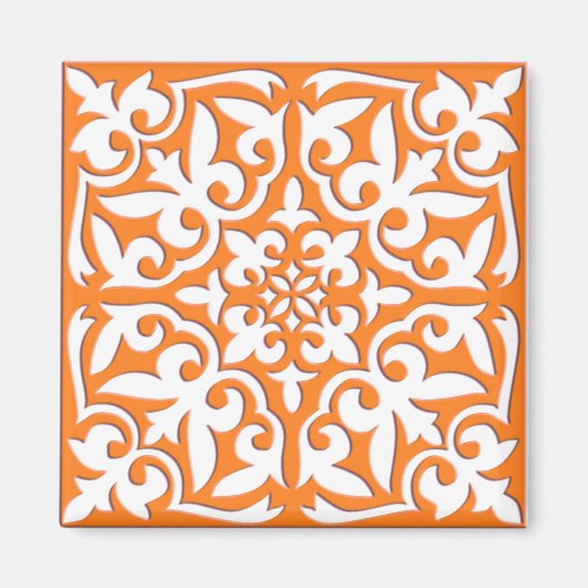 Aimant Tuiles marocaines - corail orange et blanc (Devant)