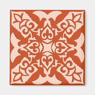Aimant Tuiles marocaines - corail orange et pêche