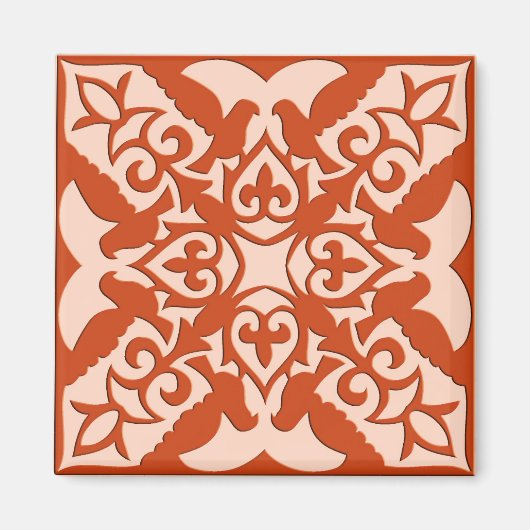 Aimant Tuiles marocaines - corail orange et pêche (Devant)