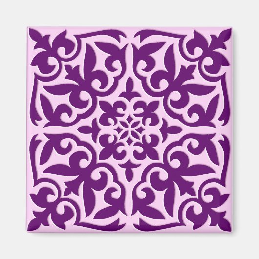 Aimant Tuiles marocaines - violet et orchidée (Devant)