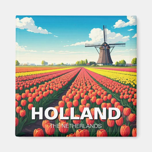 Aimant Tulip Fields Wmill Holland Pays-Bas (Devant)