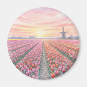 Aimant Tulip Fields Wmill Holland Pays-Bas