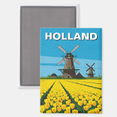 Aimant Tulip Fields Wmill Holland Pays-Bas (Recto/Verso)