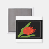 Aimant Tulip Rouge Frame Fleur Flore Feuille Noir Frame (Recto/Verso)
