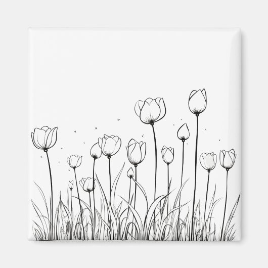 Aimant Tulipe Fleur Tulipa Motif à crayon floral (Devant)
