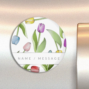 Aimant Tulipe Florale Colorée Moderne Personnalisée
