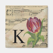 Aimant Tulipe violette Feuille de musique Monogramme init (Devant)