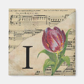 Aimant Tulipe violette feuille musique Monogramme initial (Devant)