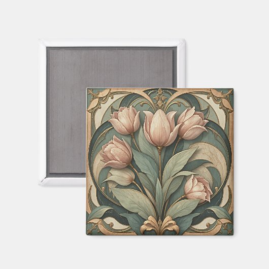 Aimant Tulipes Art Nouveau (Recto/Verso)