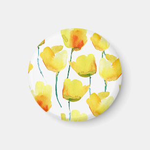 Aimant Tulipes Colorées Aquarelle : Illustration Sans Cou