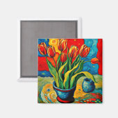 Aimant Tulipes dans le vase (Recto/Verso)