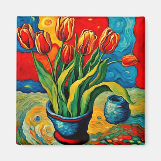 Aimant Tulipes dans le vase (Devant)