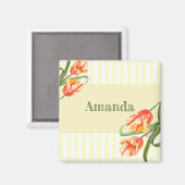 Aimant Tulipes de perroquets jaunes Fleur Art Floral (Recto/Verso)