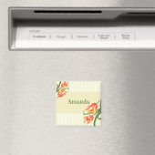 Aimant Tulipes de perroquets jaunes Fleur Art Floral (In Situ (Lave-vaisselle))