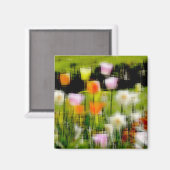 Aimant Tulipes effet numérique de style "impression" (Recto/Verso)