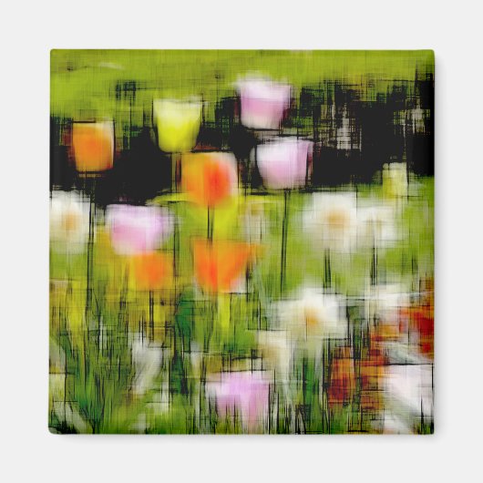 Aimant Tulipes effet numérique de style "impression" (Devant)