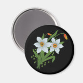 Aimant Tulipes et jonquilles Fleurs Fond noir (Recto/Verso)