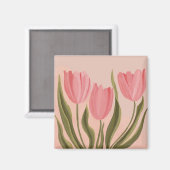 Aimant Tulipes Painteté Jolie Rose (Recto/Verso)