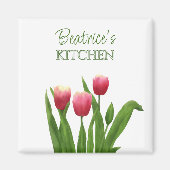 Aimant Tulipes rouges avec verdure (Devant)