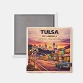 Aimant Tulsa Neon Route 66 Fridge Flashback (Recto/Verso)