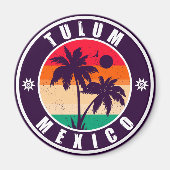 Aimant Tulum Mexico Palm Trees Vintage voyage Souvenirs (Devant)